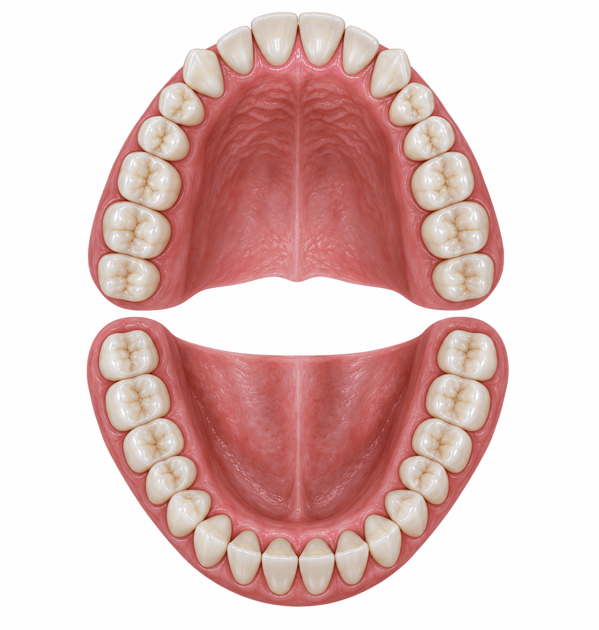 Modelo dental de dentición permanente usado por el odontograma de CliniK